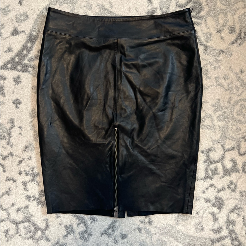 Ecru Genuine Leather Skirt